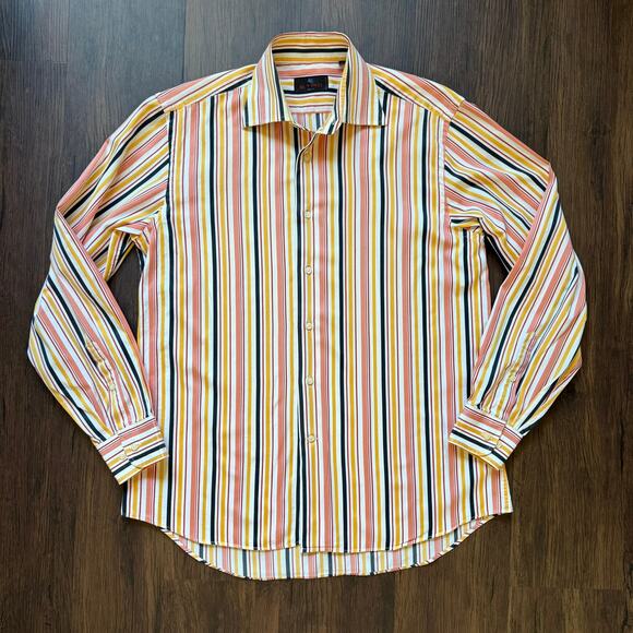 Etro Milano Multicolor Striped Button Up Shirt 100% Cotton Italy 42 - Picture 2 of 10